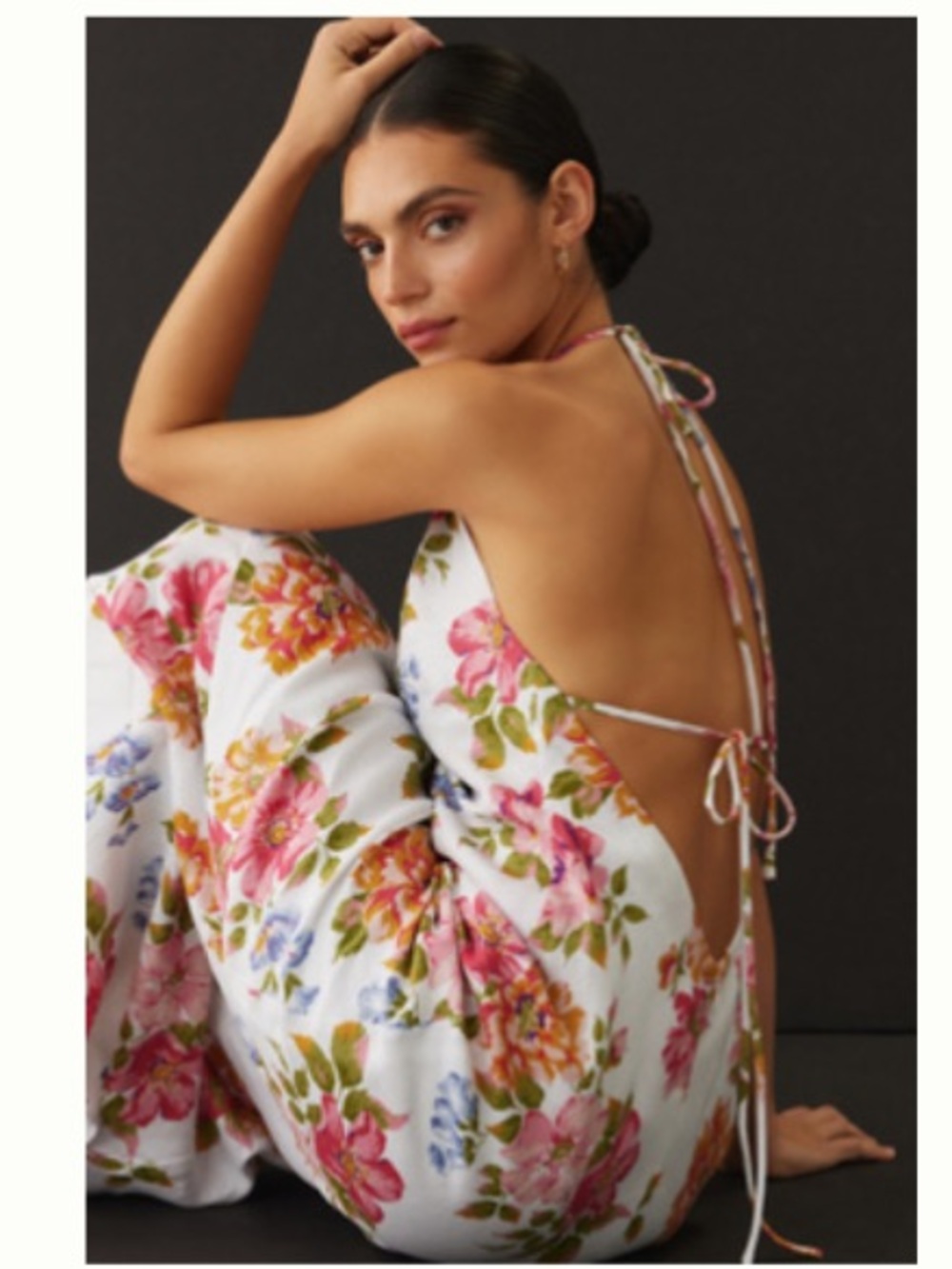 Reformation Backless Floral Midi Dress in White, Pink & Green